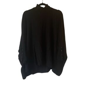 Alfani turtleneck black body poncho style oversized sweater size large petite